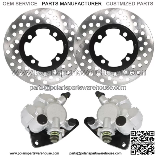 Front Brake Calipers +Brake Rotors For 2007-2012 Yamaha Grizzly 350 YFM350G NEW