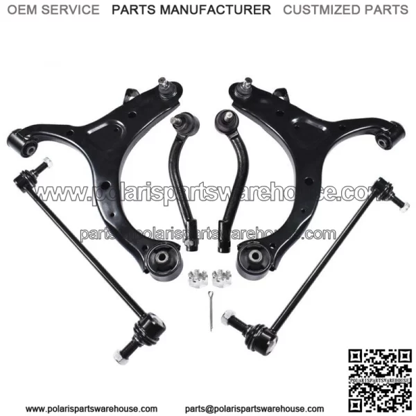 6pc Suspension Kit Front Control Arm Sway Bar Tierod For 07-12 Hyundai Santa Fe