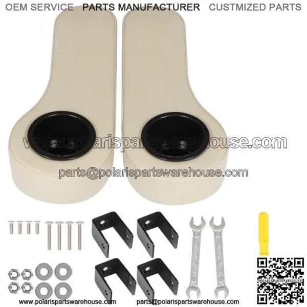 Golf Cart Armrest with Cup Holder Fits For EZGO Club Car Yamaha Black/Beige/Gray - Image 2