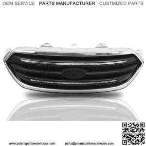 For 2013-2019 Ford Taur Front Upper Grille Matte Black W/Chrome Trim Assembly