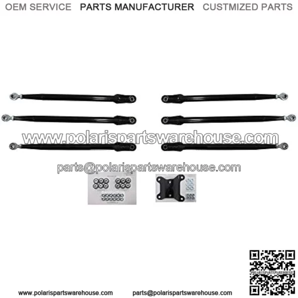 Heavy Duty Round Tube Rear Radius Arms/Rods for Can-Am Maverick X3 64" Turbo/X RC/X MR/X DS/MAX (See Fitment Below) - Complete 6 Rod Kit - Black