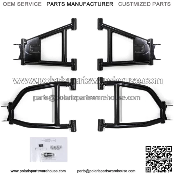 High Clearance 1.5" Offset REAR A Arms for Kawasaki Mule Pro FXT/FX/DX/DXT/FXR - Black - Fit up to a 30" Tire!