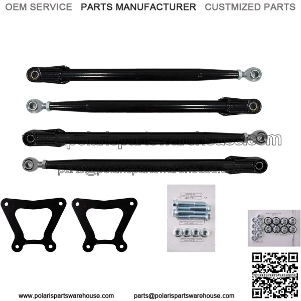 Heavy Duty Round Tube Rear Radius Arms/Rods for 2018+ / 2019+ Polaris RZR XP Turbo (See Fitment) | Black | Does Not Work With Polaris Rear Bumpers