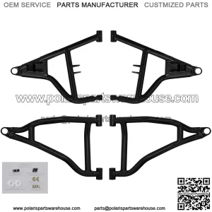 High Clearance A Arms for 2021+ Polaris RZR Trail S 900 / S 1000 | Fits Larger Tire Size | Black | 1.25?? Tubing 25% larger Than Stock