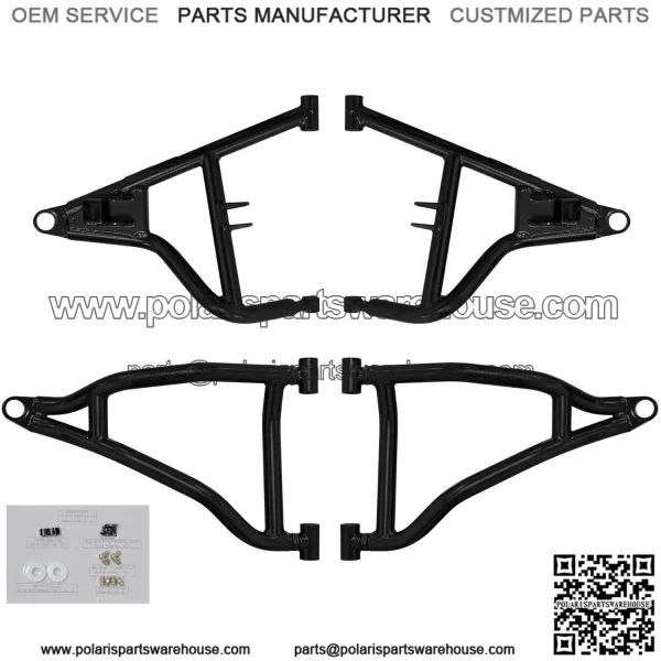 High Clearance A Arms for 2021+ Polaris RZR Trail S 900 / S 1000 | Fits Larger Tire Size | Black | 1.25?? Tubing 25% larger Than Stock