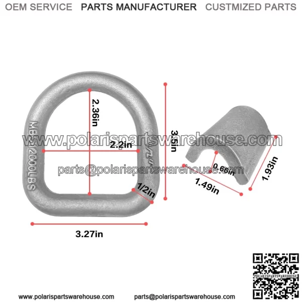 Heavy Duty Welded Forged D-Rings #4 Pack - Image 2
