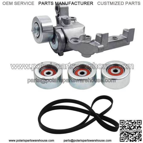 For 2005-2015 Toyota Tacoma 4Runner Belt Tensioner & 3 Pulley+ Drive Belt Kit - Image 3