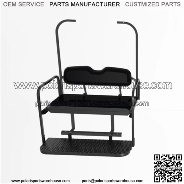 Club Car DS Old Black Rear Flip Seat with Roof Supports 1982-2000.5
