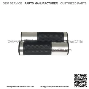 1 Pair 7/8" CNC Motorcycle Bike ATV Sports Aluminum Rubber Gel Hand Grips Handlebar Cafe Racer End Bar (Titanium)
