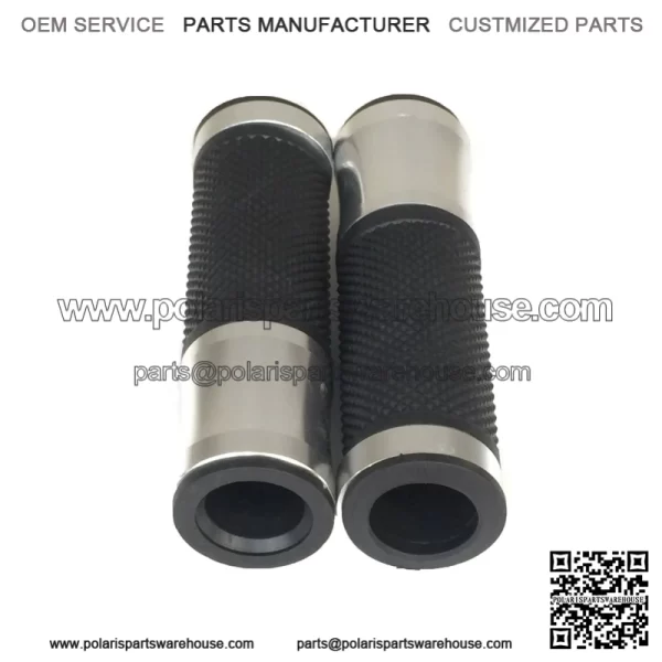 1 Pair 7/8" CNC Motorcycle Bike ATV Sports Aluminum Rubber Gel Hand Grips Handlebar Cafe Racer End Bar (Titanium) - Image 2