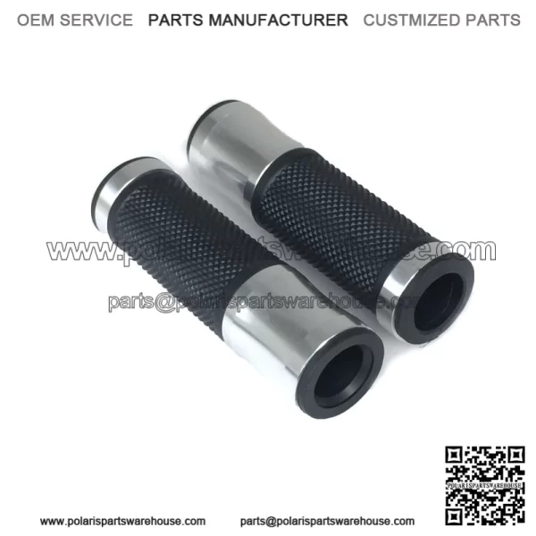 1 Pair 7/8" CNC Motorcycle Bike ATV Sports Aluminum Rubber Gel Hand Grips Handlebar Cafe Racer End Bar (Titanium) - Image 3
