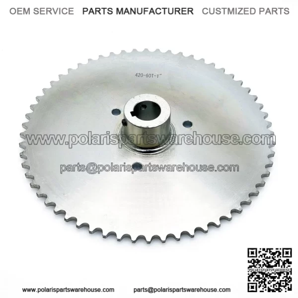 60 Tooth Go Kart Live Axle Sprocket for 40,41,420 Chain, 1" Bore, 1/4" Key Way, for compatible with Yerf-Dog, Murray Go Karts