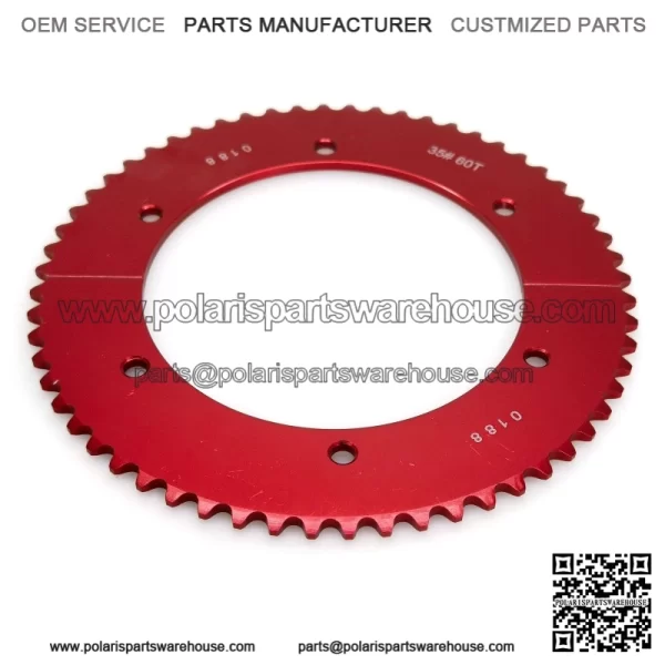 60T #35 Red Aluminum Split Sprocket - Image 2