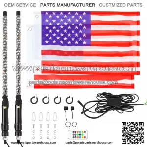 2FT RGB Spiral LED Whip Lights Antenna W/Flag For CFMOTO ZFORCE 600 800 950 1000